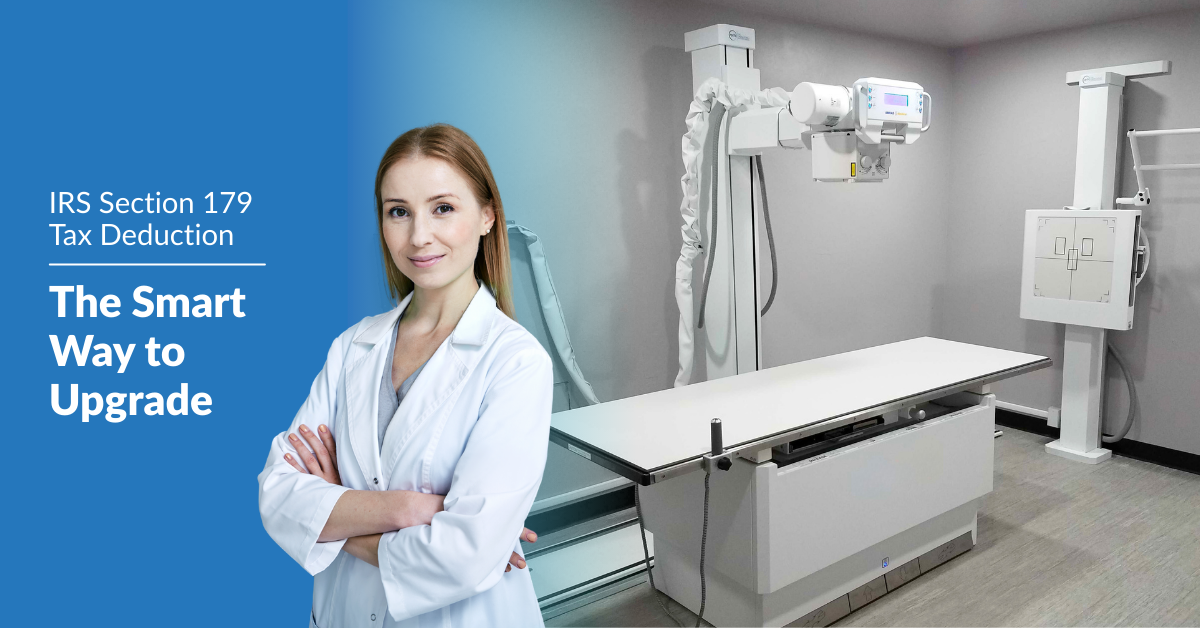 A smiling female medical professional in a lab coat with her arms crossed, standing in a clean, modern medical imaging room with a Philips digital radiography (DR) system visible behind her.