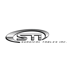 STI Surgical Tables Inc. company logo in silver and black text. Medical tables and equipment.
