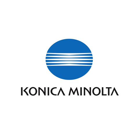 Konica Minolta logo with blue circular icon and black text. Diagnostic imaging equipment.