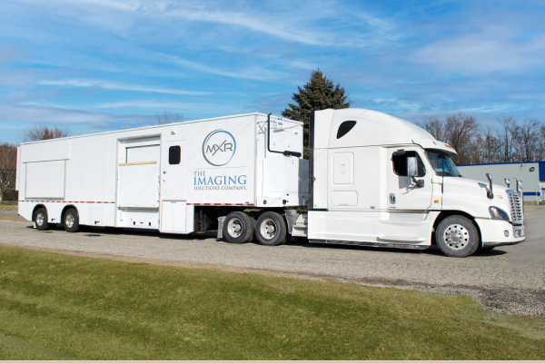 MXR mobile MRI or CT imaging trailer providing flexible diagnostic solutions for healthcare providers.